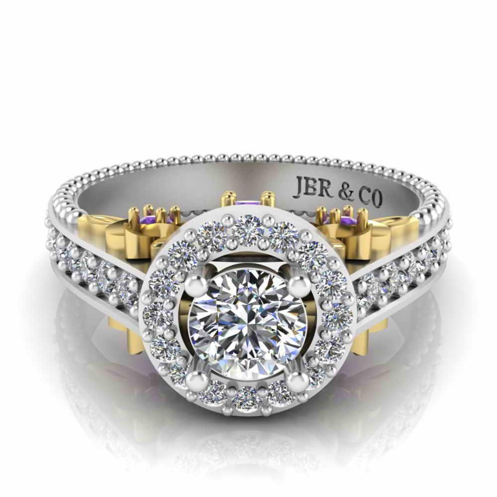 JBR Halo Unique Engagement Ring In S925 - JBR Jeweler