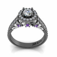 JBR Halo Unique Engagement Ring In S925 - JBR Jeweler