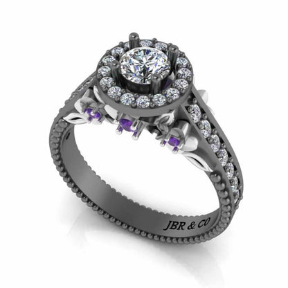 JBR Halo Unique Engagement Ring In S925 - JBR Jeweler