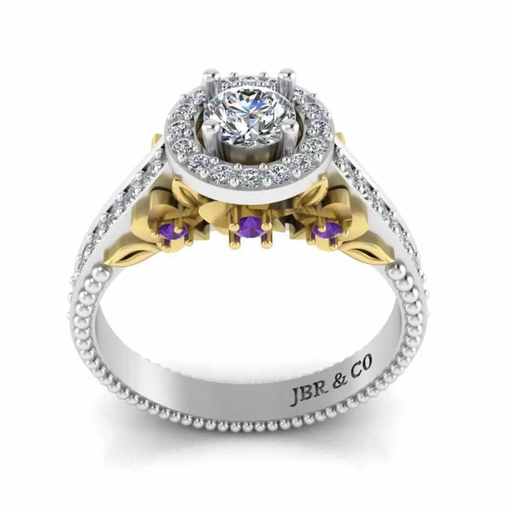 JBR Halo Unique Engagement Ring In S925 - JBR Jeweler