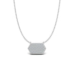 JBR Hexagon Round Diamond Sterling Silver Necklace - JBR Jeweler