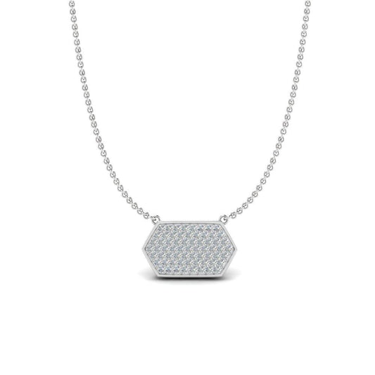 JBR Hexagon Round Diamond Sterling Silver Necklace - JBR Jeweler