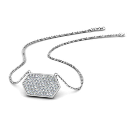 JBR Hexagon Round Diamond Sterling Silver Necklace - JBR Jeweler