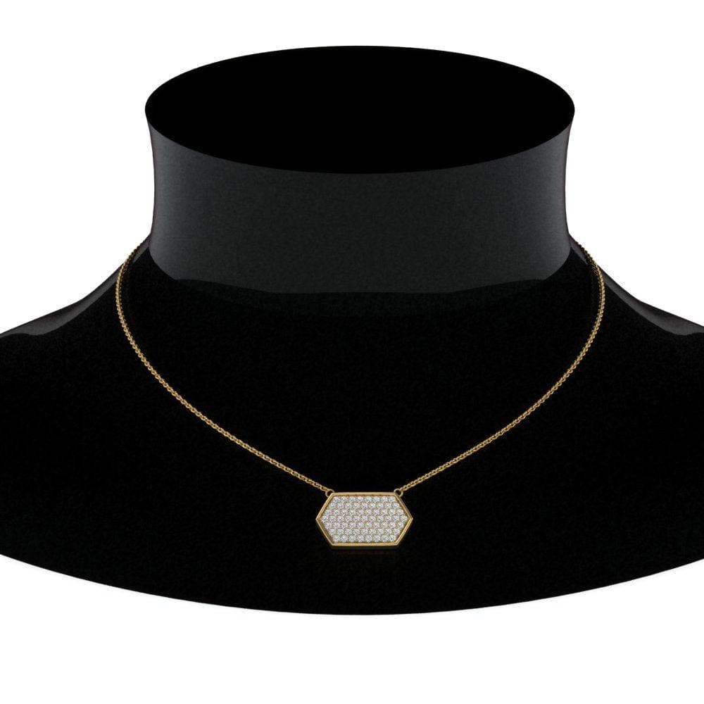 JBR Hexagon Round Diamond Sterling Silver Necklace - JBR Jeweler