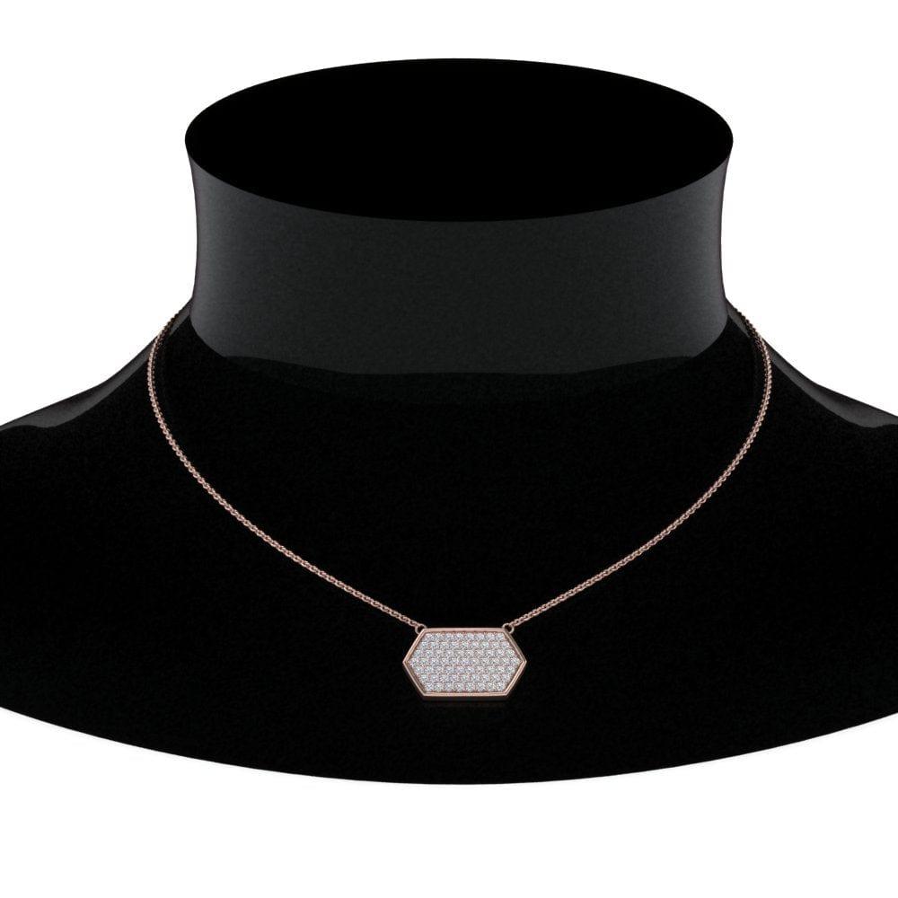 JBR Hexagon Round Diamond Sterling Silver Necklace - JBR Jeweler