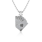 JBR Hip Hop Iced Out Poker Pendant Sterling Silver Necklace - JBR Jeweler