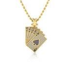 JBR Hip Hop Iced Out Poker Pendant Sterling Silver Necklace - JBR Jeweler