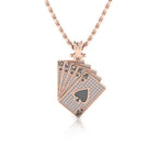 JBR Hip Hop Iced Out Poker Pendant Sterling Silver Necklace - JBR Jeweler