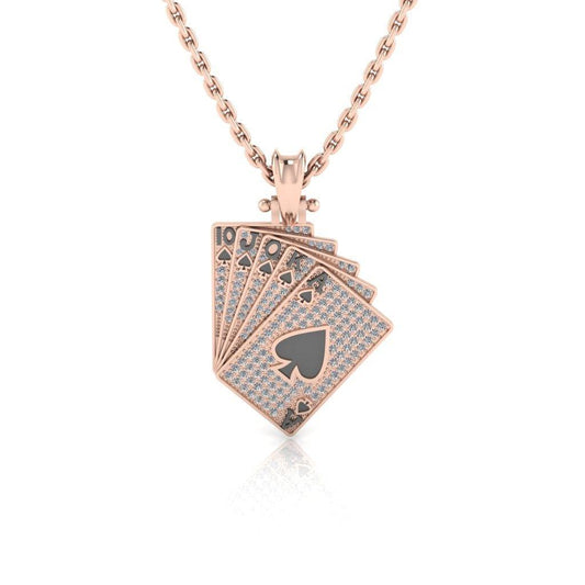 JBR Hip Hop Iced Out Poker Pendant Sterling Silver Necklace - JBR Jeweler