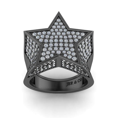 JBR Hip Hop Iced Out Star Micro Pave Diamond Ring - JBR Jeweler