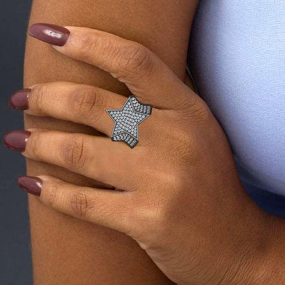 JBR Hip Hop Iced Out Star Micro Pave Diamond Ring - JBR Jeweler