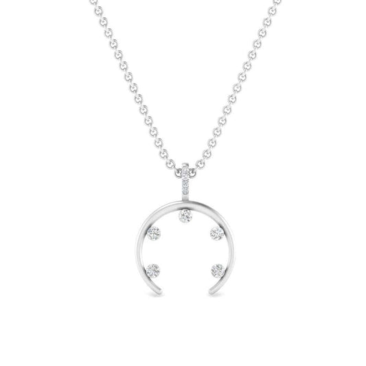 JBR Horn Curved Diamond Necklace In Sterling Silver - JBR Jeweler