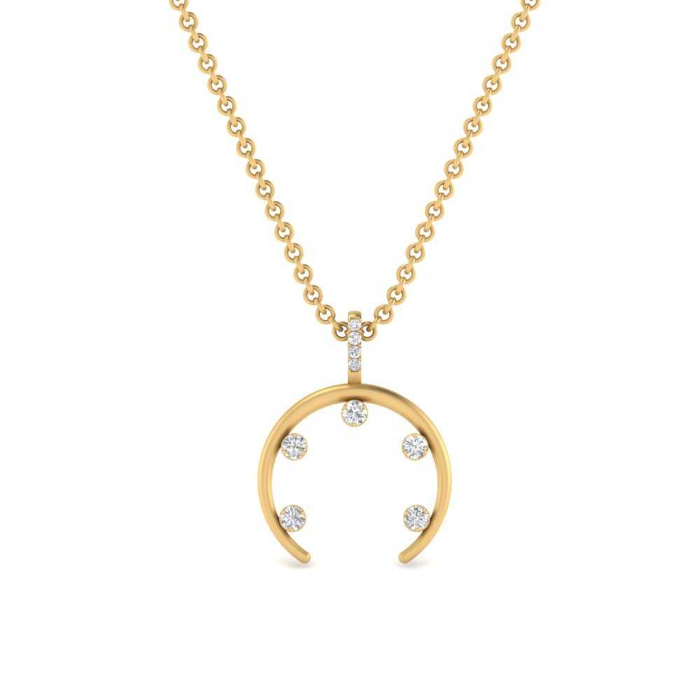 JBR Horn Curved Diamond Necklace In Sterling Silver - JBR Jeweler