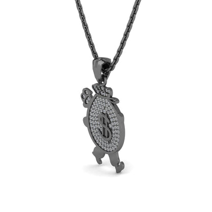 JBR Iced Dollar Bag Pendant in Sterling Silver Necklace - JBR Jeweler