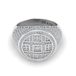 JBR Iced Out Flot Screen Round Cut Sterling Silver Ring - JBR Jeweler