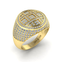 JBR Iced Out Flot Screen Round Cut Sterling Silver Ring - JBR Jeweler