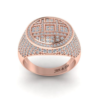 JBR Iced Out Flot Screen Round Cut Sterling Silver Ring - JBR Jeweler