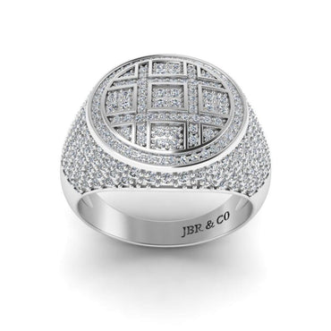 JBR Iced Out Flot Screen Round Cut Sterling Silver Ring - JBR Jeweler