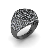 JBR Iced Out Flot Screen Round Cut Sterling Silver Ring - JBR Jeweler