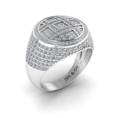 JBR Iced Out Flot Screen Round Cut Sterling Silver Ring - JBR Jeweler