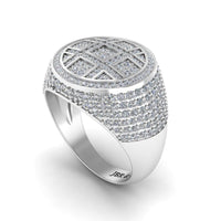 JBR Iced Out Flot Screen Round Cut Sterling Silver Ring - JBR Jeweler