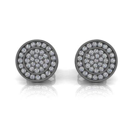 JBR Iced Out Round Cut Cluster Sterling Silver Stud Earrings for Men and Women - JBR Jeweler