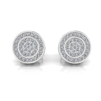 JBR Iced Out Round Cut Cluster Sterling Silver Stud Earrings for Men and Women - JBR Jeweler