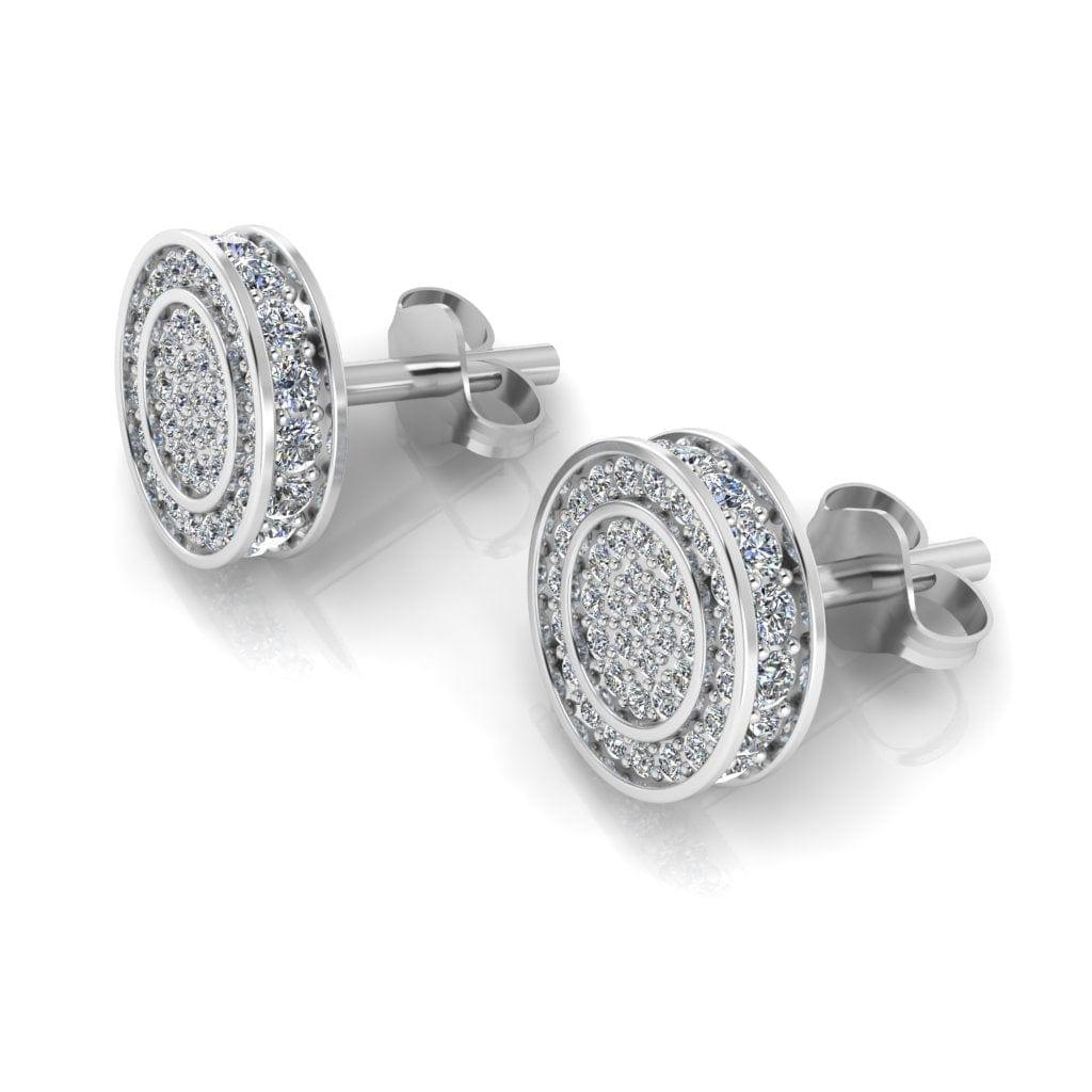JBR Iced Out Round Cut Cluster Sterling Silver Stud Earrings for Men and Women - JBR Jeweler
