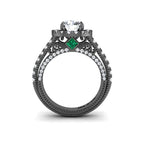 JBR illustration of Vintage Halo Round Cut Sterling Silver Ring - JBR Jeweler