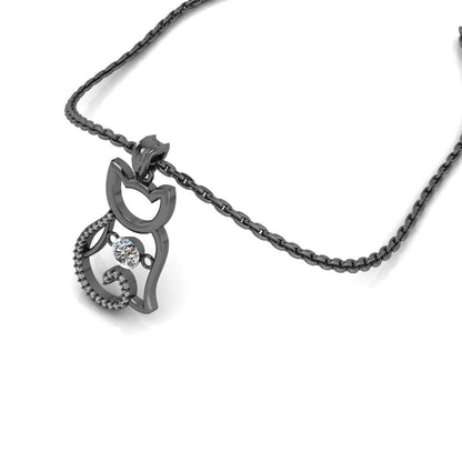 JBR Kitten Heartbeat Diamond Sterling Silver Necklace - JBR Jeweler