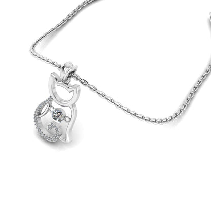 JBR Kitten Heartbeat Diamond Sterling Silver Necklace - JBR Jeweler