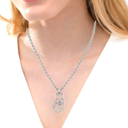 JBR Kitten Heartbeat Diamond Sterling Silver Necklace - JBR Jeweler