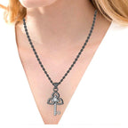 JBR Knot Key Round Cut Sterling Silver Pendant Necklace - JBR Jeweler