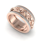 JBR Leaf Design Sterling Silver Skull Band - JBR Jeweler