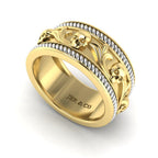 JBR Leaf Design Sterling Silver Skull Band - JBR Jeweler