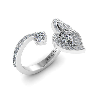 JBR Leaf Pattern Cocktail Sterling Silver Ring for Women - JBR Jeweler