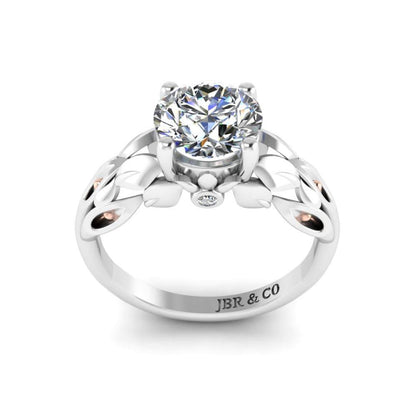 JBR Leaf Round Cut Sterling Silver Ring For Women - JBR Jeweler