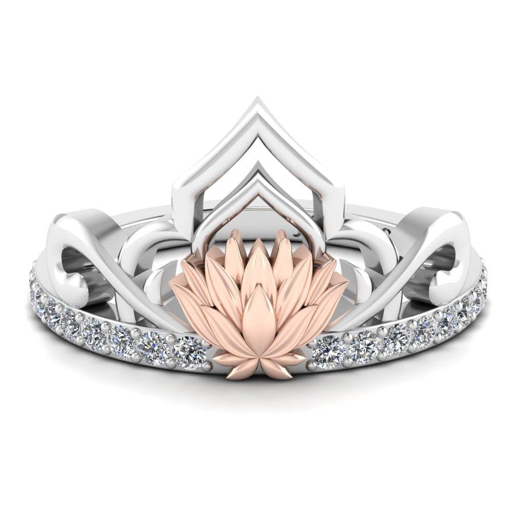 JBR “Lotus” Princess Tiara Round Cut Sterling Silver Ring - JBR Jeweler