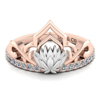 JBR “Lotus” Princess Tiara Round Cut Sterling Silver Ring - JBR Jeweler