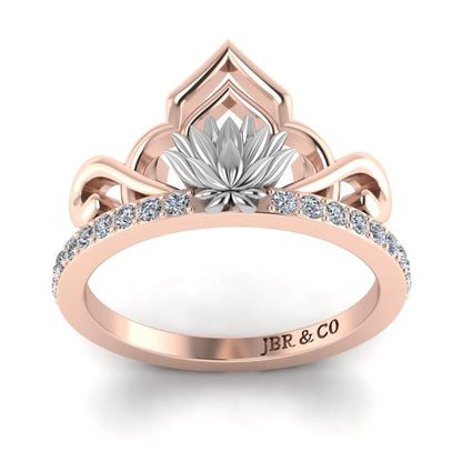 JBR “Lotus” Princess Tiara Round Cut Sterling Silver Ring - JBR Jeweler