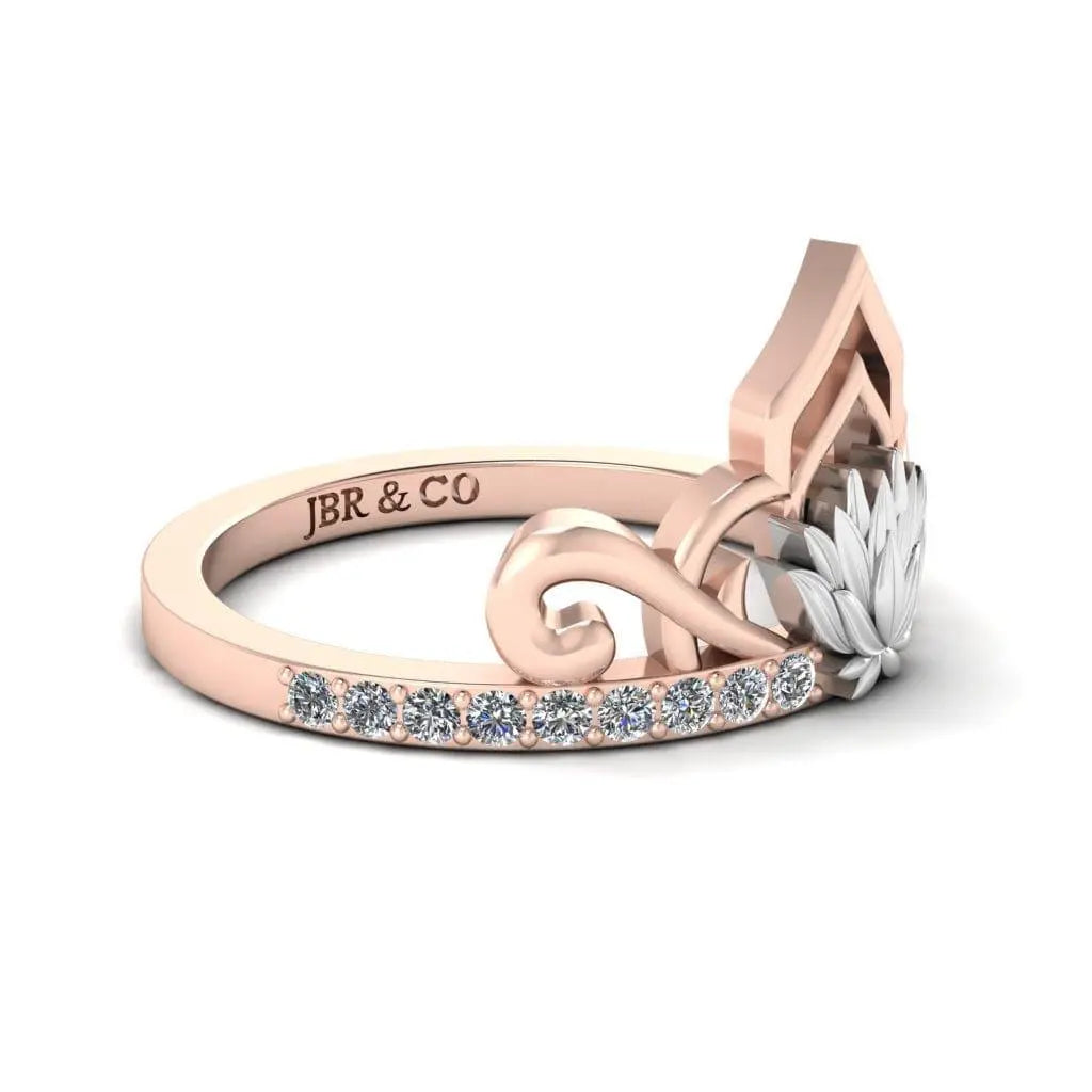 JBR “Lotus” Princess Tiara Round Cut Sterling Silver Ring - JBR Jeweler