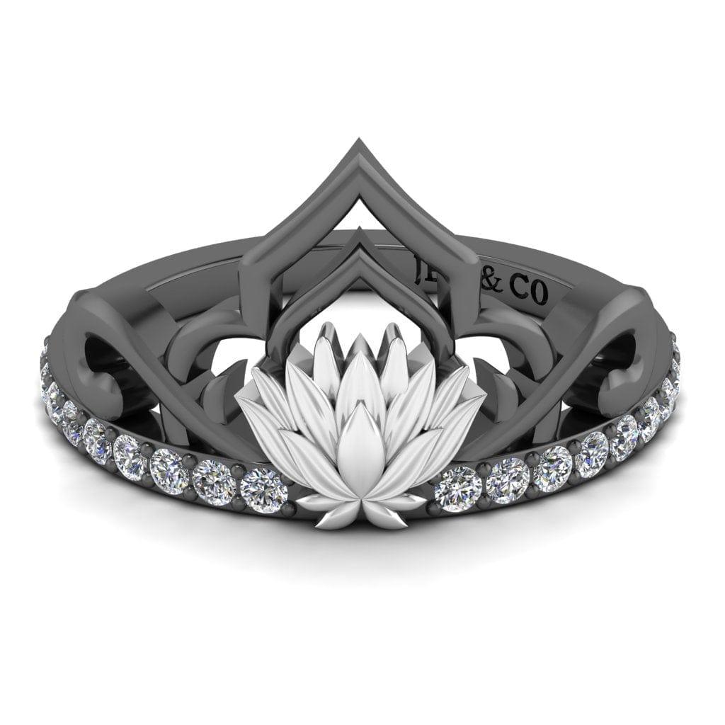 JBR “Lotus” Princess Tiara Round Cut Sterling Silver Ring - JBR Jeweler