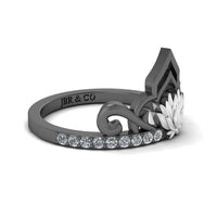 JBR “Lotus” Princess Tiara Round Cut Sterling Silver Ring - JBR Jeweler