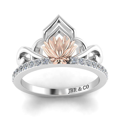 JBR “Lotus” Princess Tiara Round Cut Sterling Silver Ring - JBR Jeweler