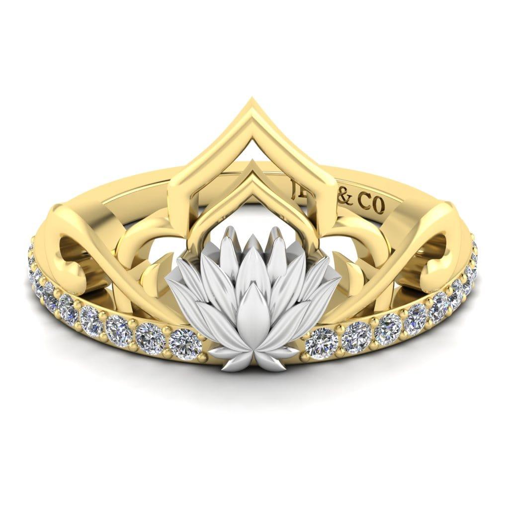 JBR “Lotus” Princess Tiara Round Cut Sterling Silver Ring - JBR Jeweler