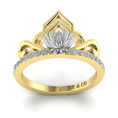 JBR “Lotus” Princess Tiara Round Cut Sterling Silver Ring - JBR Jeweler