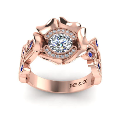 JBR Lotus Round Cut Sterling Silver Promise Ring - JBR Jeweler