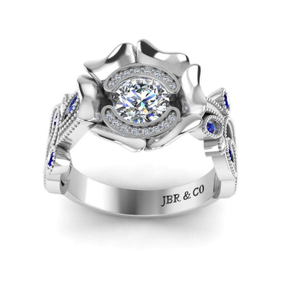 JBR Lotus Round Cut Sterling Silver Promise Ring - JBR Jeweler