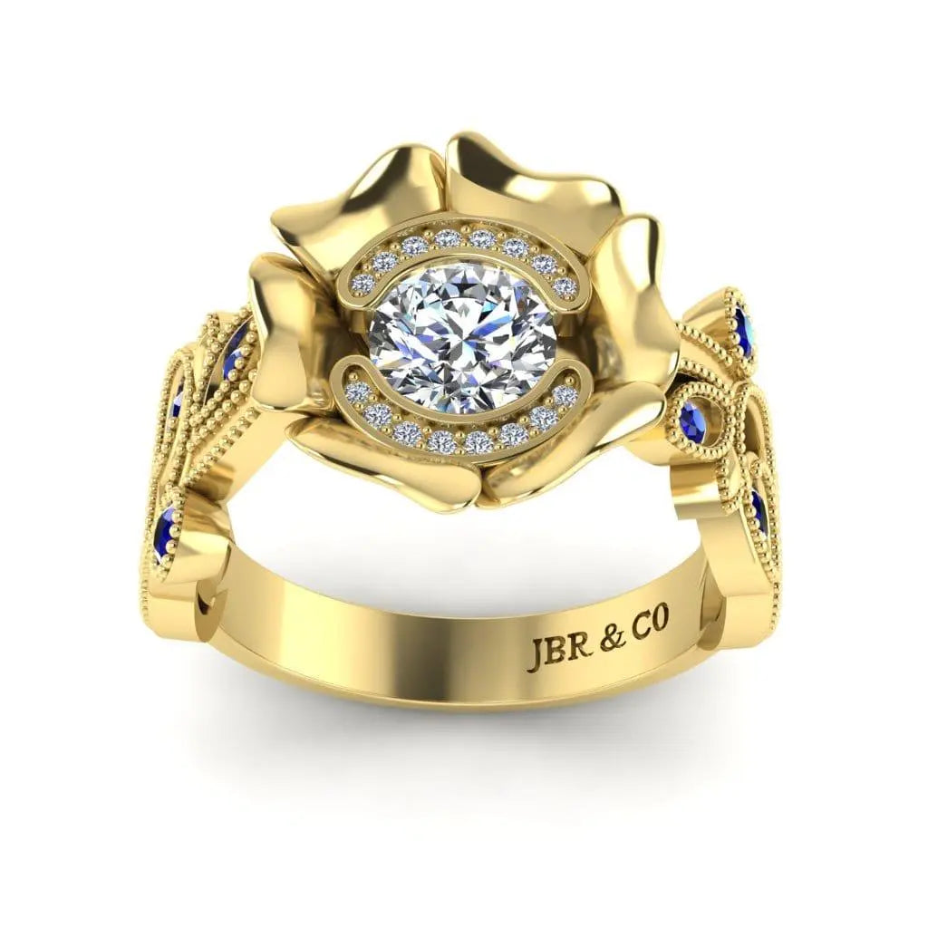 JBR Lotus Round Cut Sterling Silver Promise Ring - JBR Jeweler