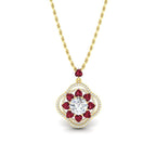JBR Lucky Flower Diamond and Ruby Sterling Silver Necklace - JBR Jeweler